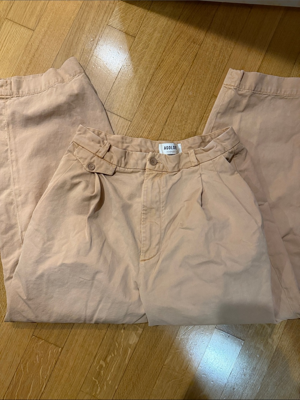 Agolde Neutral Tan Cotton Trousers